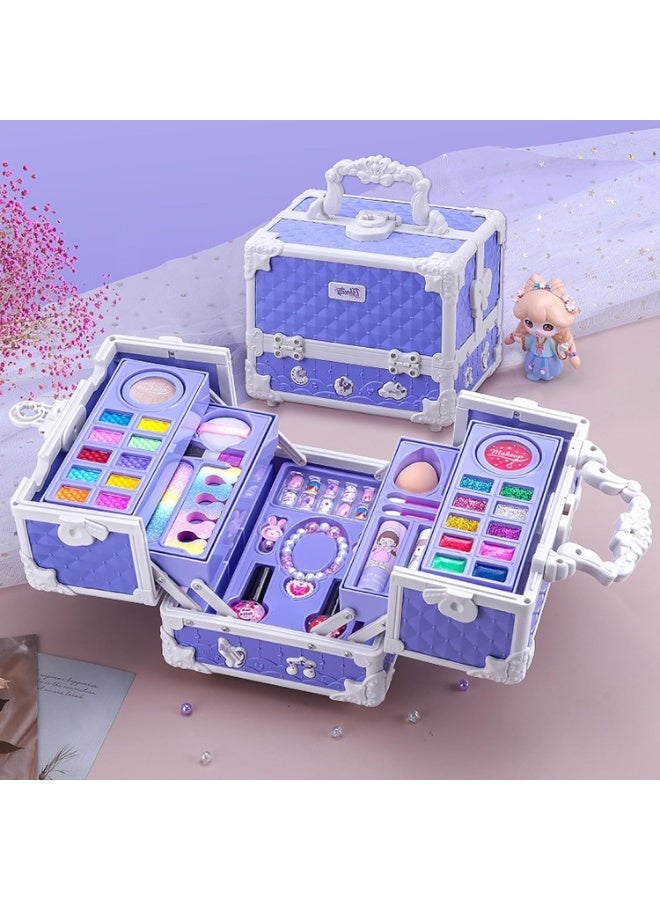 Bukela Kids Makeup Kit, Real Kids Makeup Set Washable Makeup Set Toys for Girls with Portable Make Up Box Including Lipstick, Eye Shadows and So On, Girl Toys for Girls Aged 5 6 7+ Year Old (Purple) - Image 1